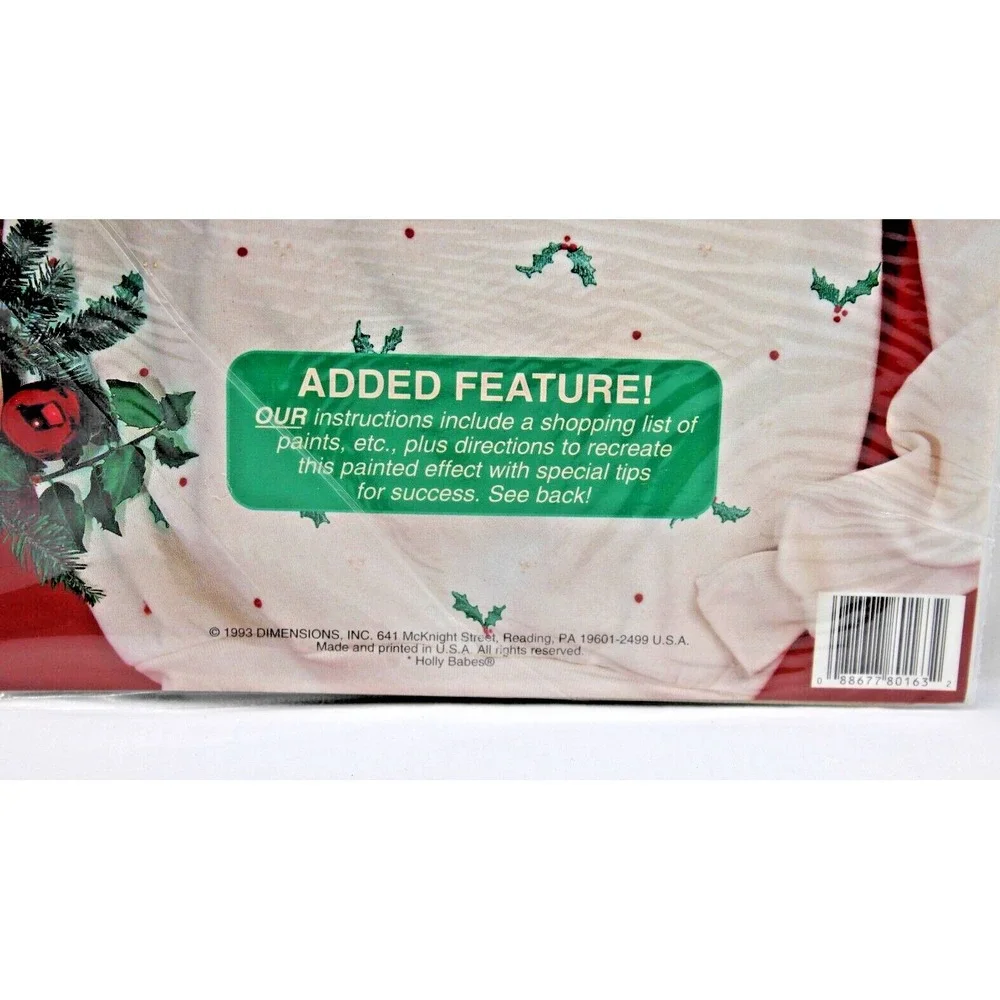 New VTG DIMENSIONS Iron On Christmas Fashion Art Holly Angel‎ & Friends 1993 NOS